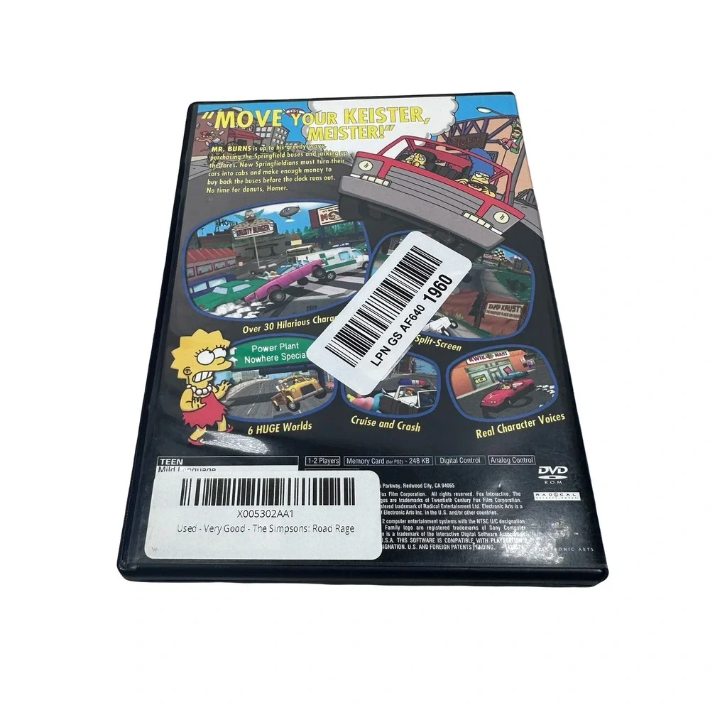 The Simpsons Road Rage Sony PlayStation 2 PS2 Greatest Hits Racing Game CIB